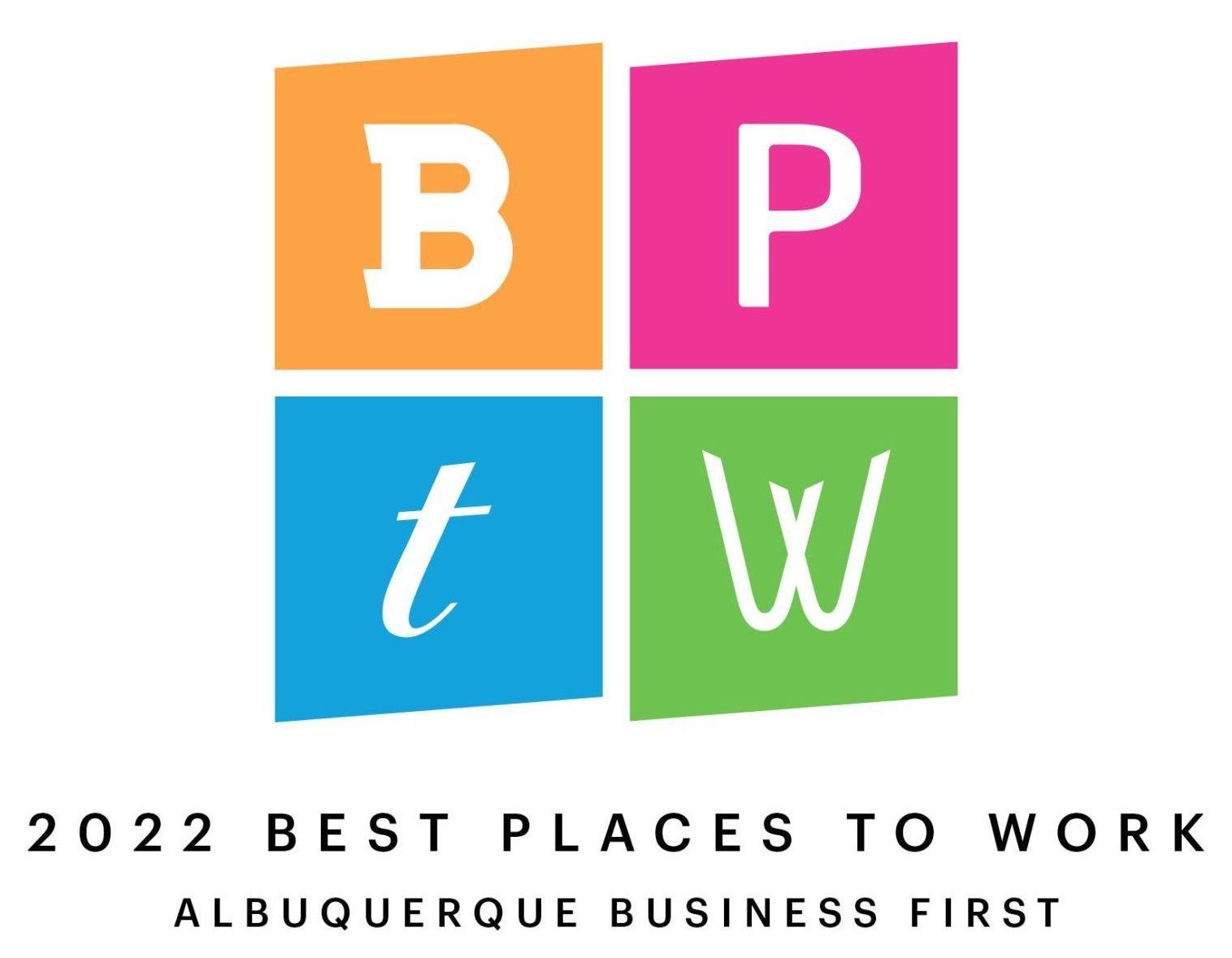 the logo for the 2022 best places to work albuquerque business first