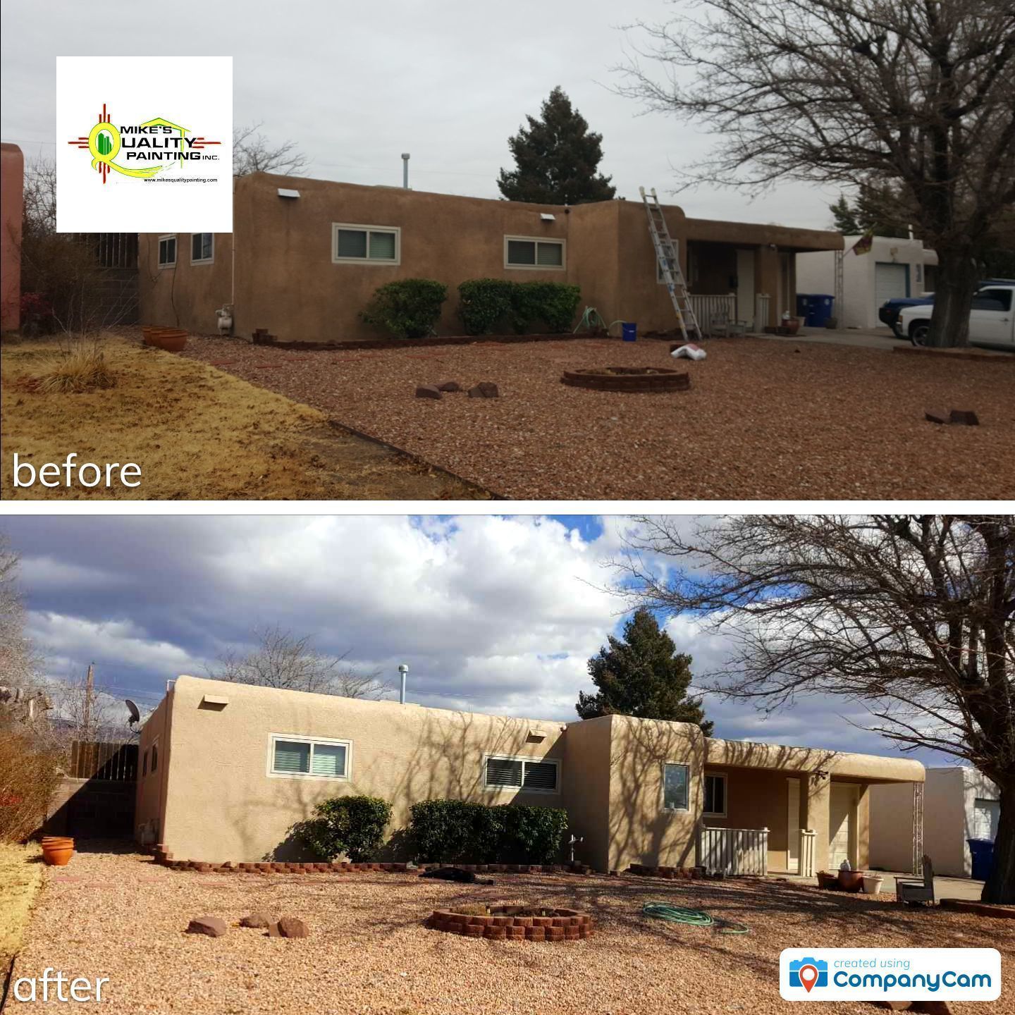 a before and after photo of a house