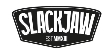 A black and white logo for a company called slack jaw