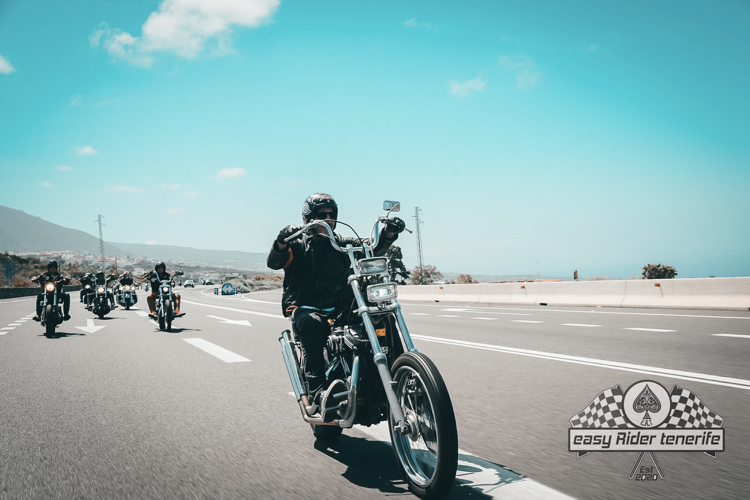 A group of people are riding motorcycles down a highway.