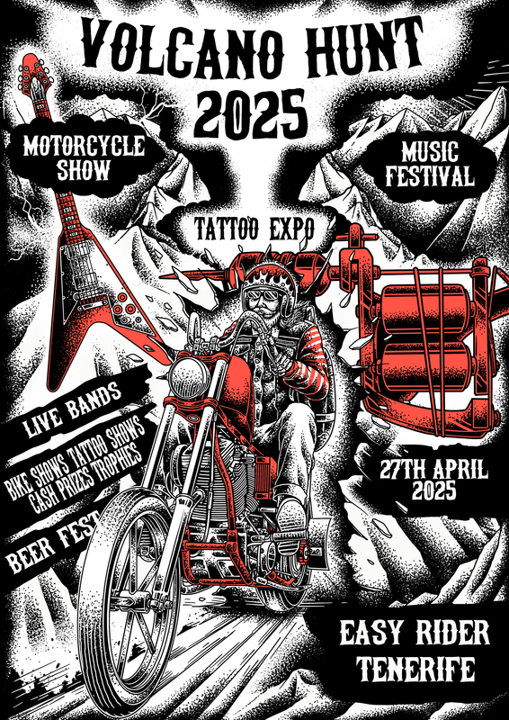 A poster for a motorcycle show and a music festival