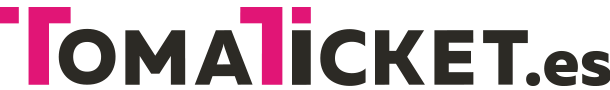 A pink and black logo for tomatoticket.es
