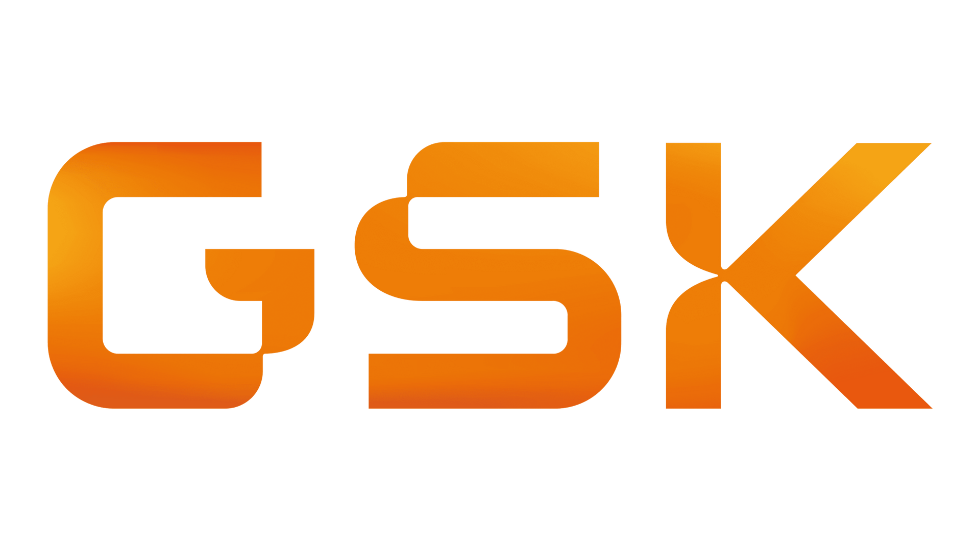The gsk logo is orange and black on a white background.