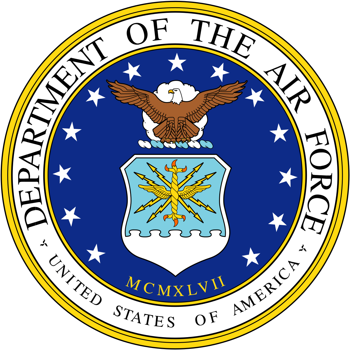 The seal of the department of the air force in the united states of america
