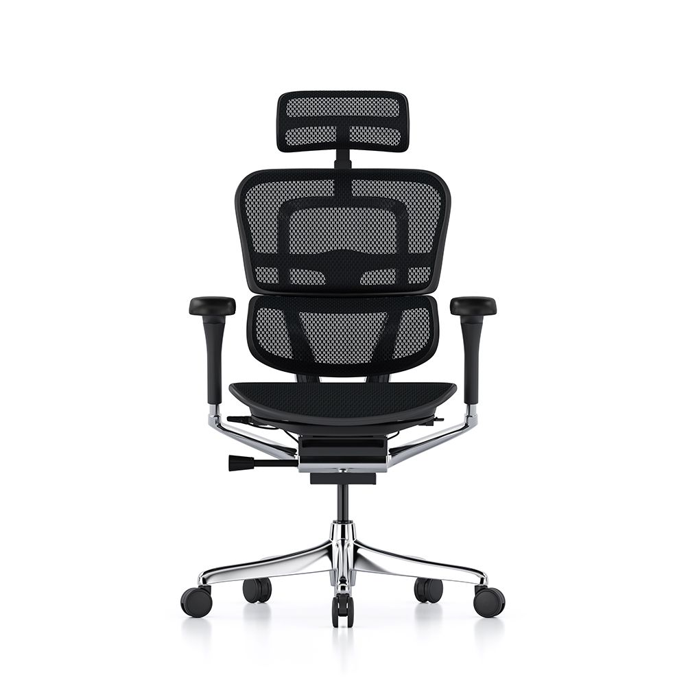 Ergohuman Elite G2 with black frame and black T mesh and headrest