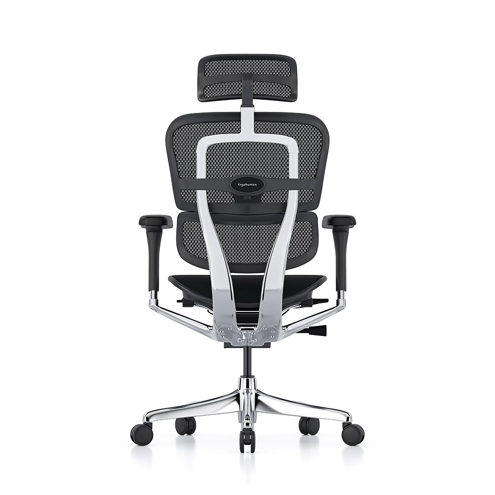 Ergohuman Elite G2 with black frame and black T mesh and headrest