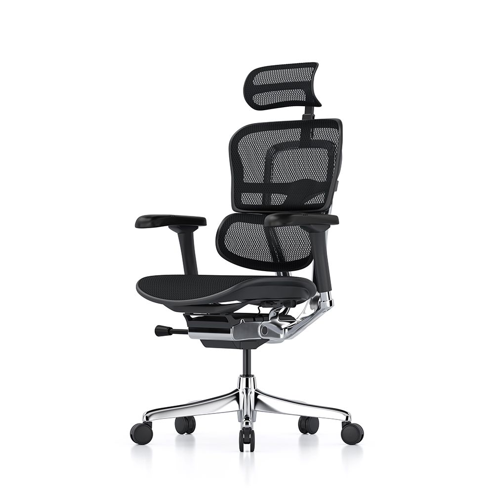 Ergohuman Elite G2 with black frame and black T mesh and headrest