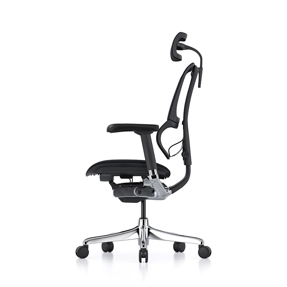 90-degree left view of mirus elite g2 black black with headrest
