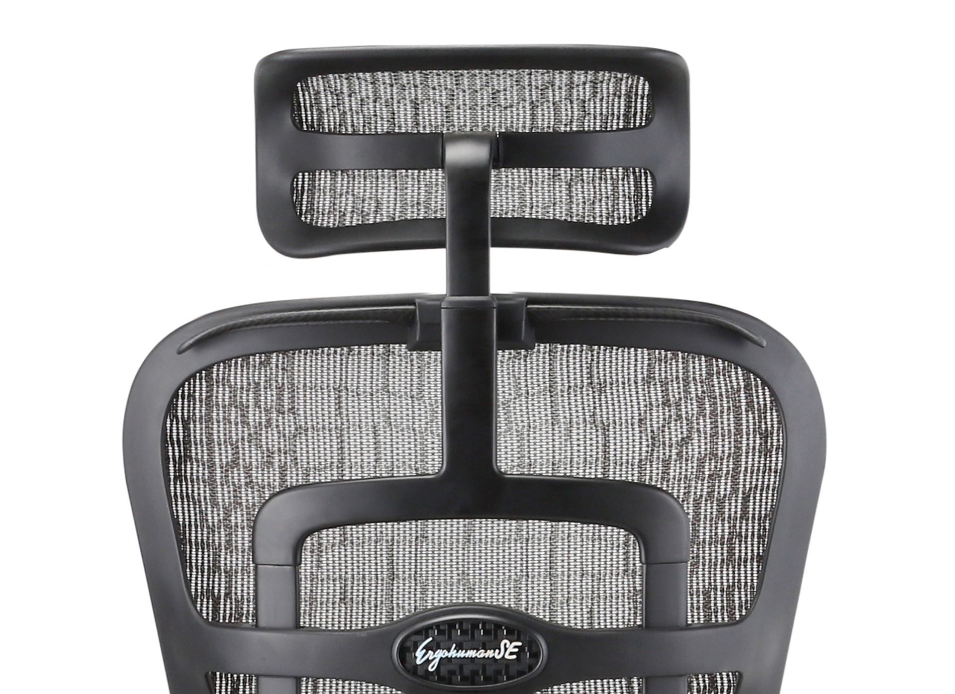 Back view of the Ergohuman Carbon gaming chair, showing coat hanger folded down
