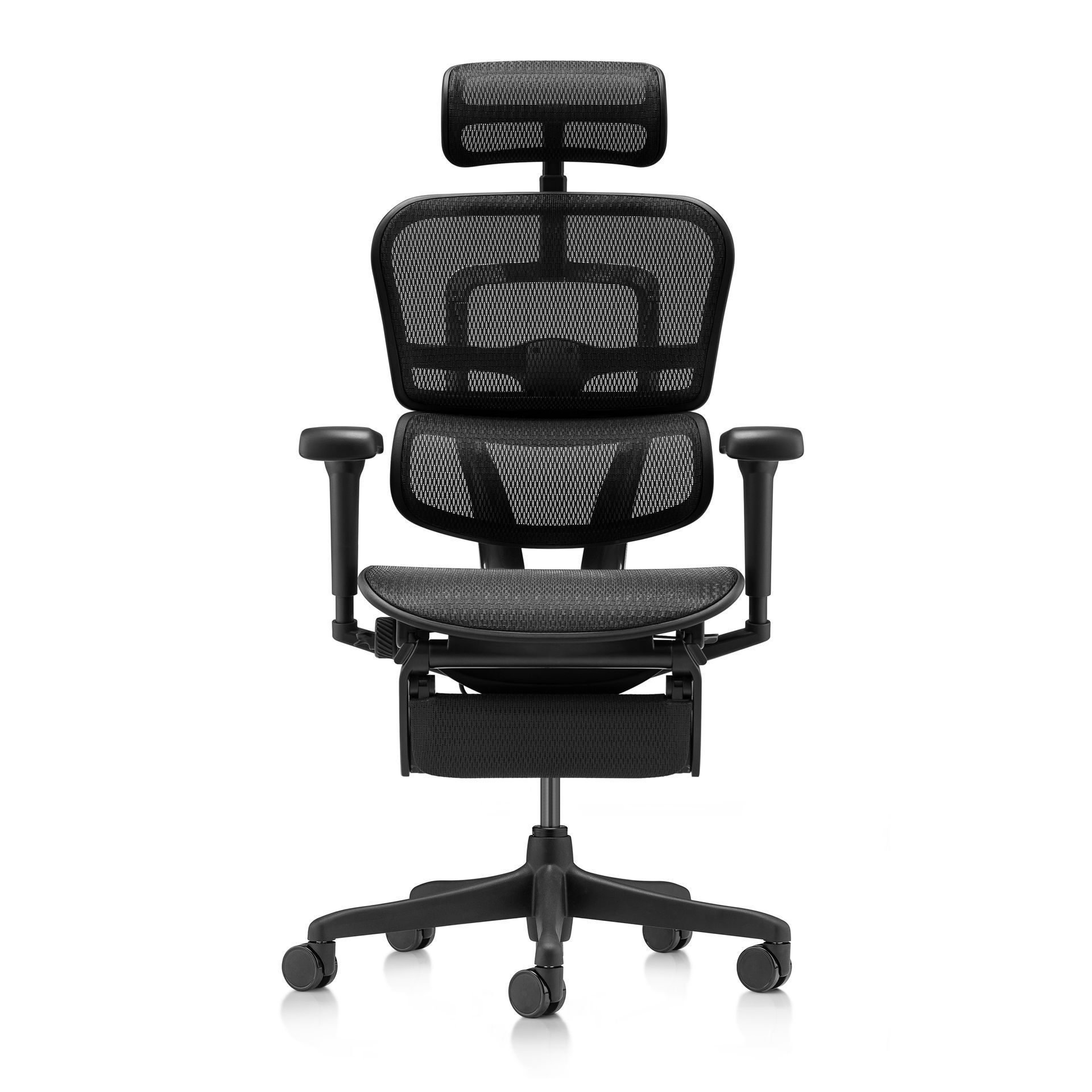 Front view of the Ergohuman Ultra Black Edition gaming chair