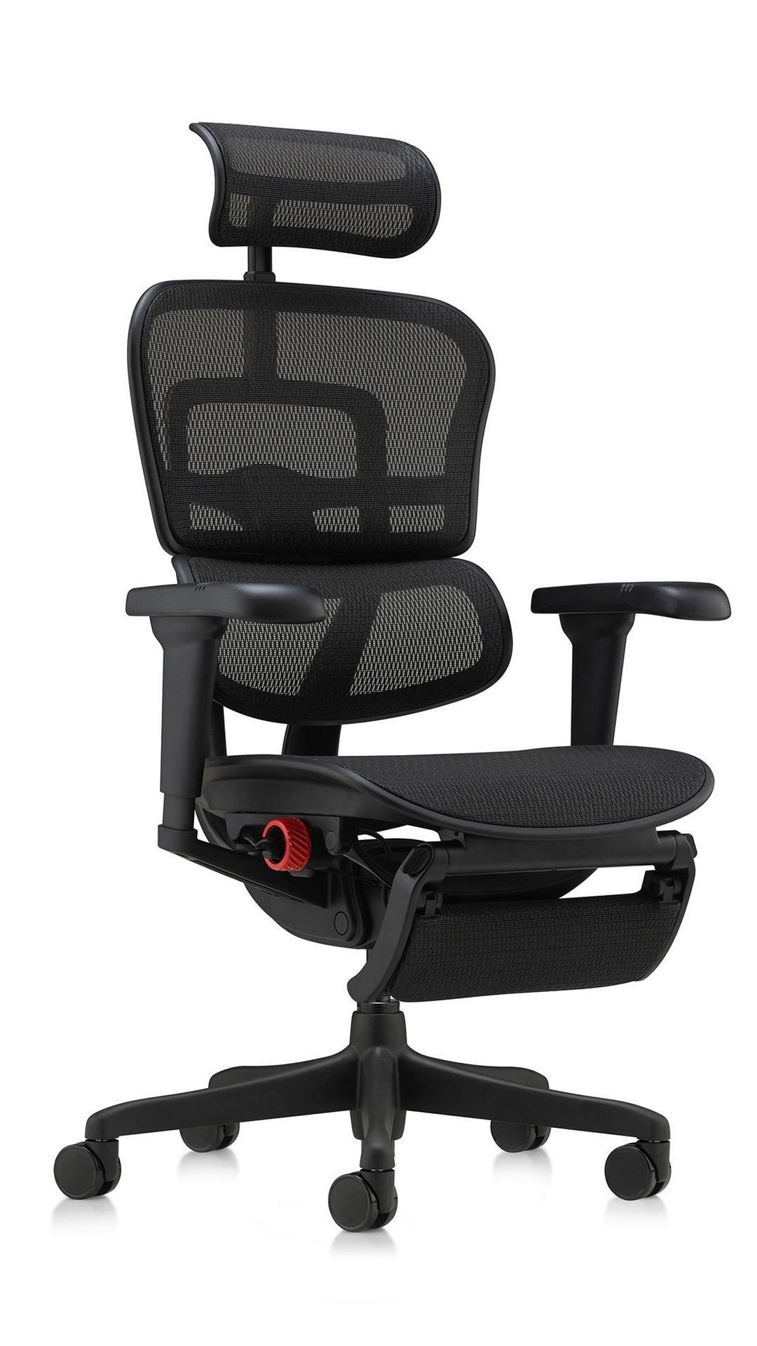 Ergohuman Ultra in a black frame facing 45 degrees to the right.