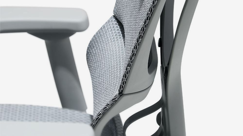Close up of the top back of the Mirus Elite in grey
