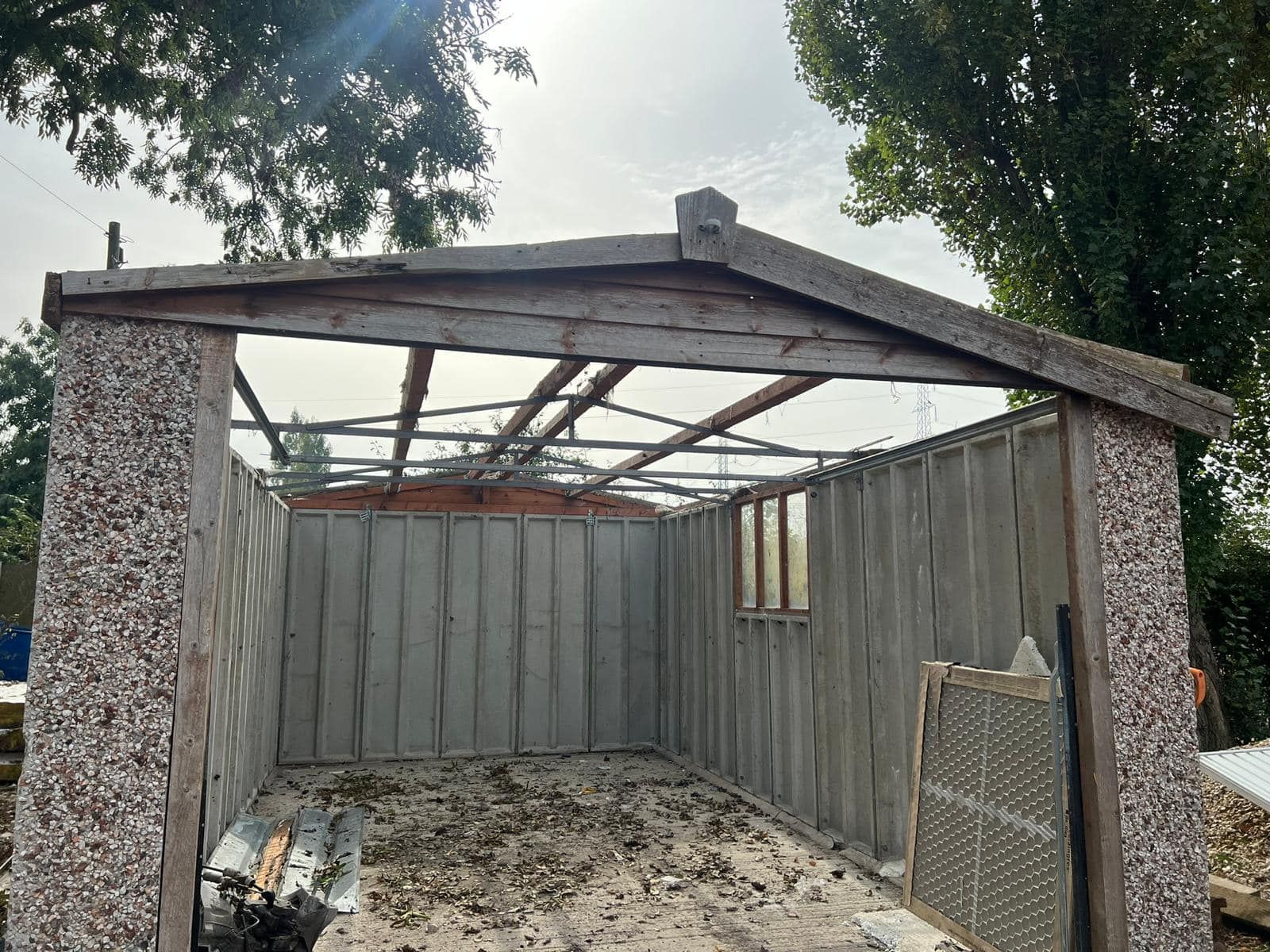During - Asbestos Garage roof removal During- Asbestos Garage removal roof