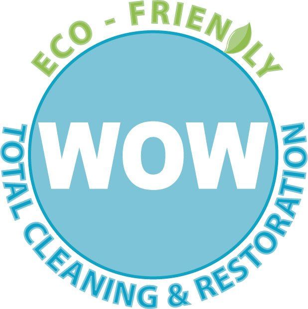 A logo for wow total cleaning and restoration