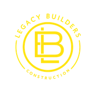 Yellow Legacy Builders Construction circular logo with stylized LB monogram