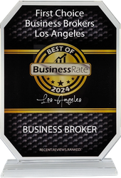 A plaque that says first choice business brokers los angeles