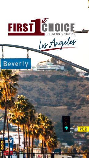 A poster for first choice los angeles shows a street scene