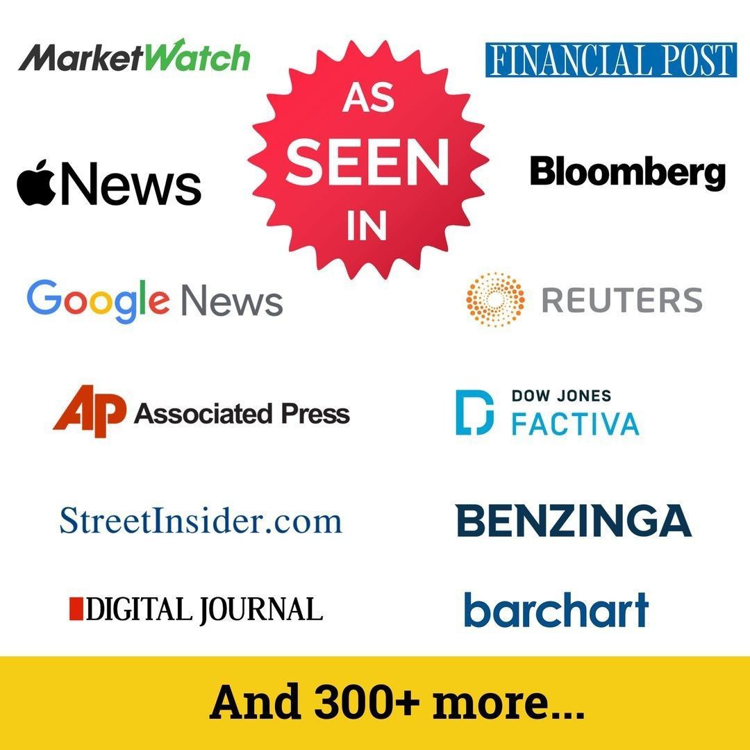 Collage of financial news logos around a red “As Seen In” burst and “And 300+ more…” banner