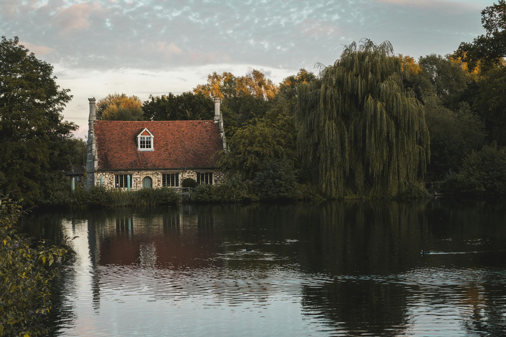 A row of houses sitting next to a body of water