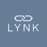 White LYNK wordmark and chain-link icon on a blue-gray background