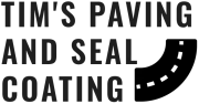 Tim&rsquo;s Paving and Seal Coating logo with bold black text and a curved road graphic