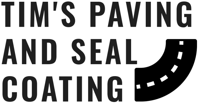 Tim&rsquo;s Paving and Seal Coating logo with bold black text and a curved road graphic