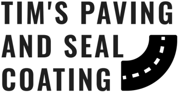 Tim’s Paving and Seal Coating logo with bold black text and a curved road graphic