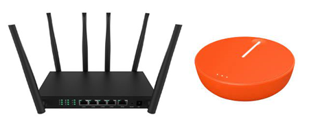 A router and a clock on a white background.