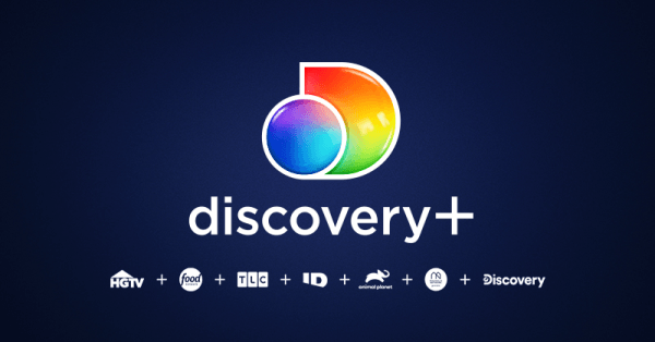 A blue background with a discovery logo on it
