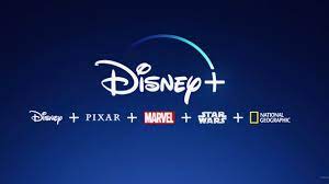 The disney plus logo is on a blue background.