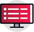 A red computer monitor with three white lines on it.