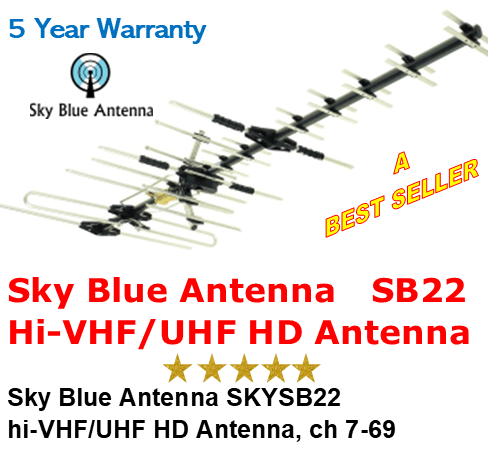 Sky blue antenna sb22 hi-vhf / uhf hd antenna