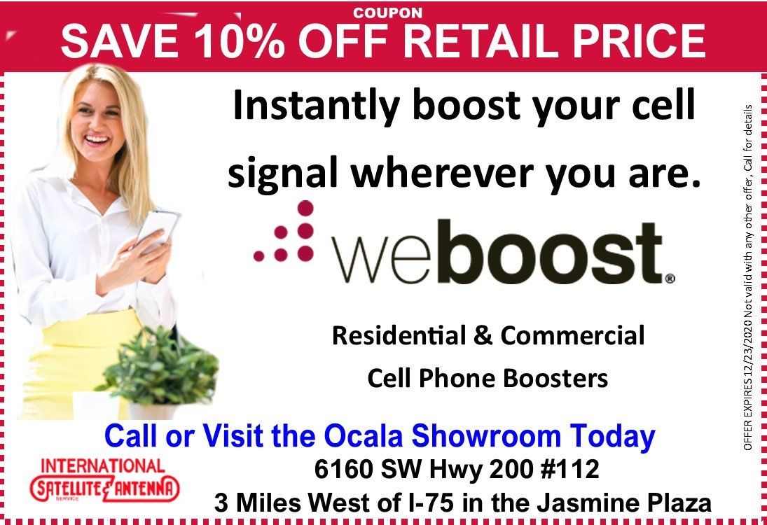 A coupon that says ' save 10 % off retail price instantly boost your cell signal wherever you are '