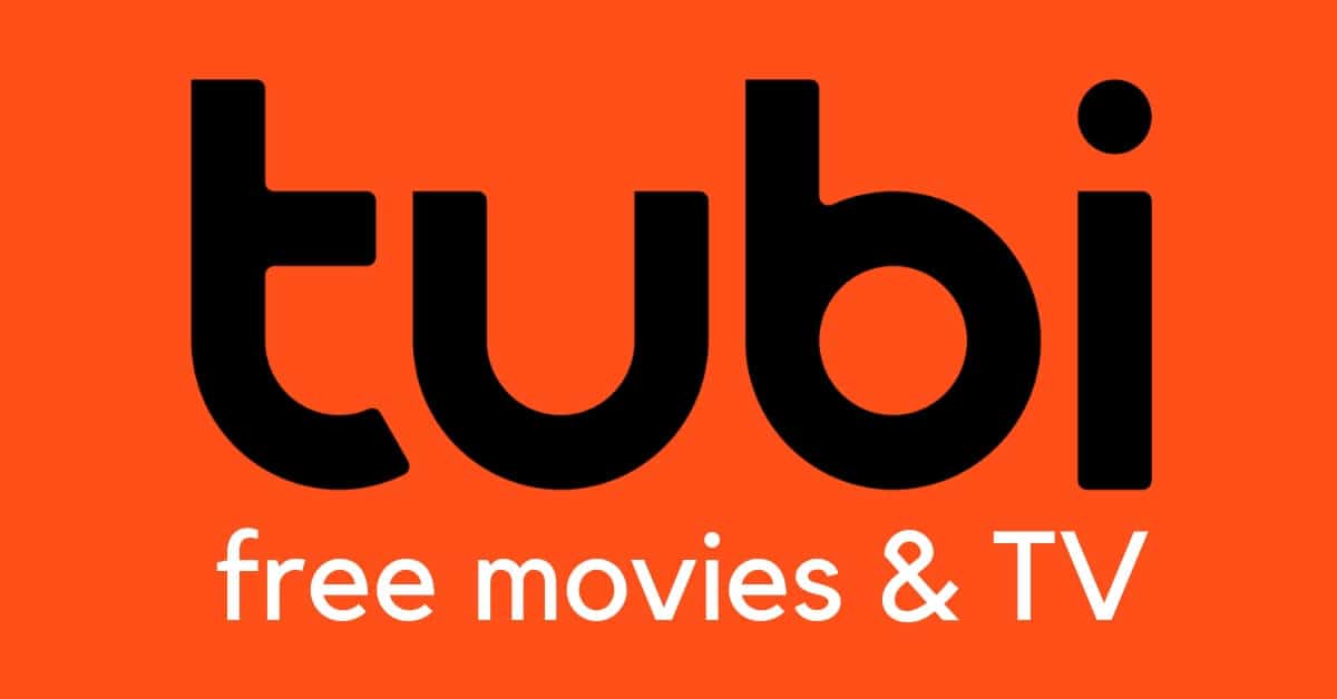 Tubi free movies and tv logo on an orange background