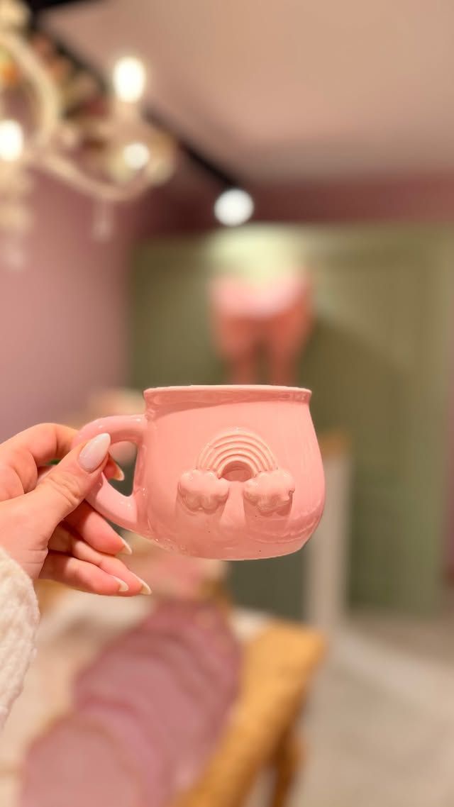 taza jarrito arcoiris rosa