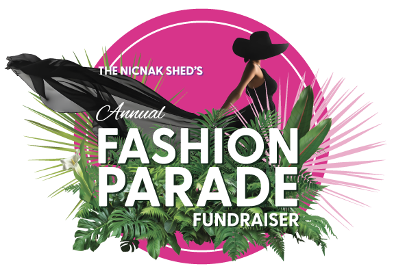 A logo for the nichak shed 's annual fashion parade fundraiser