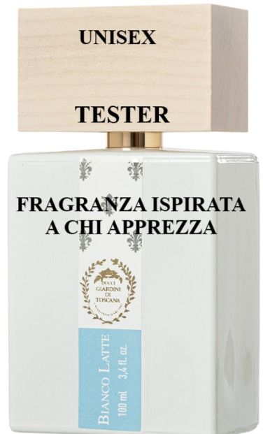 White perfume box labeled “UNISEX TESTER” and “FRAGRANZA ISPIRATA A CHI APPREZZA.”