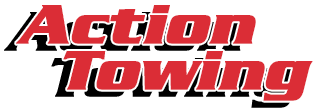 Action Towing logo in red and black text on a white background