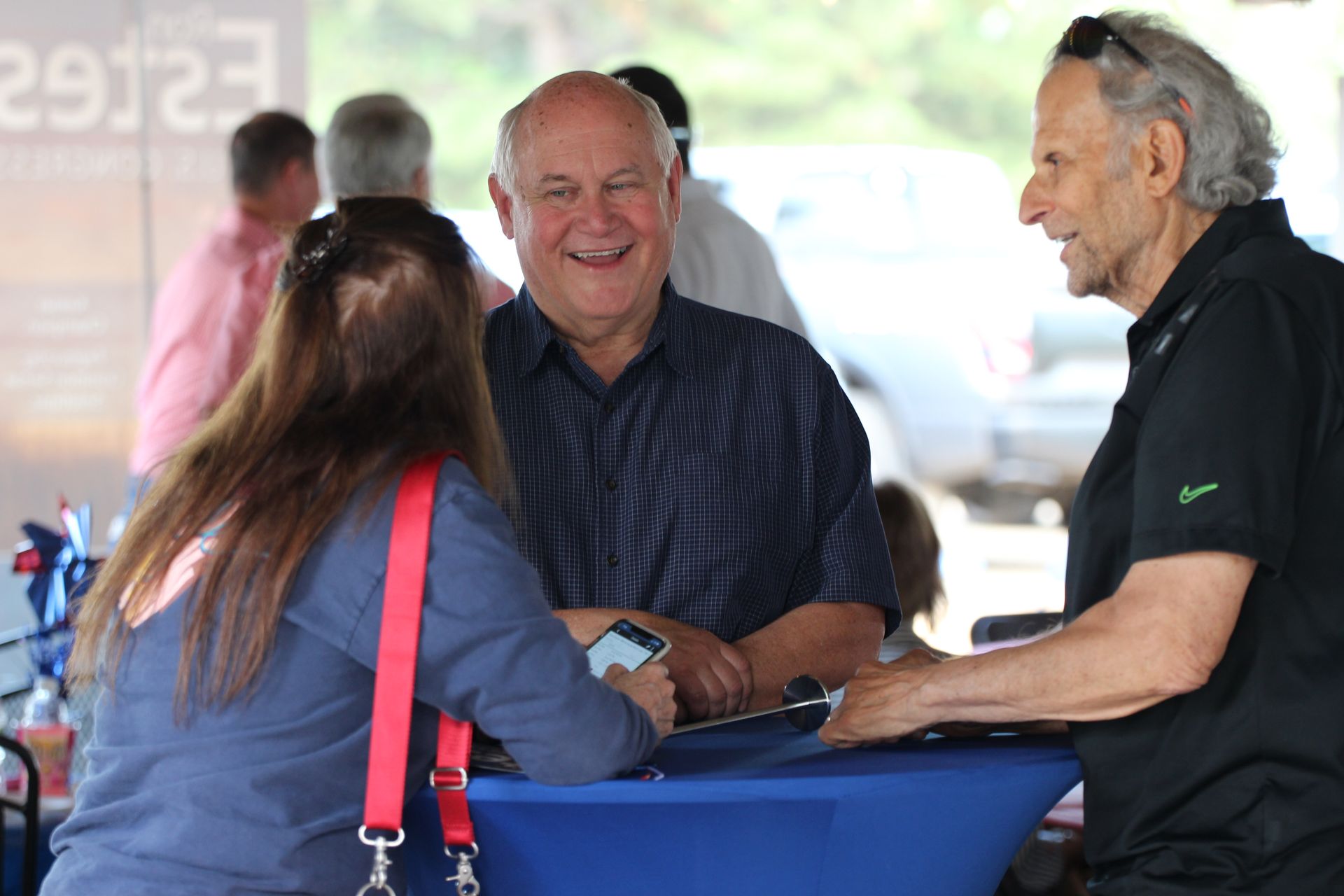 Ron Estes talking to constituents