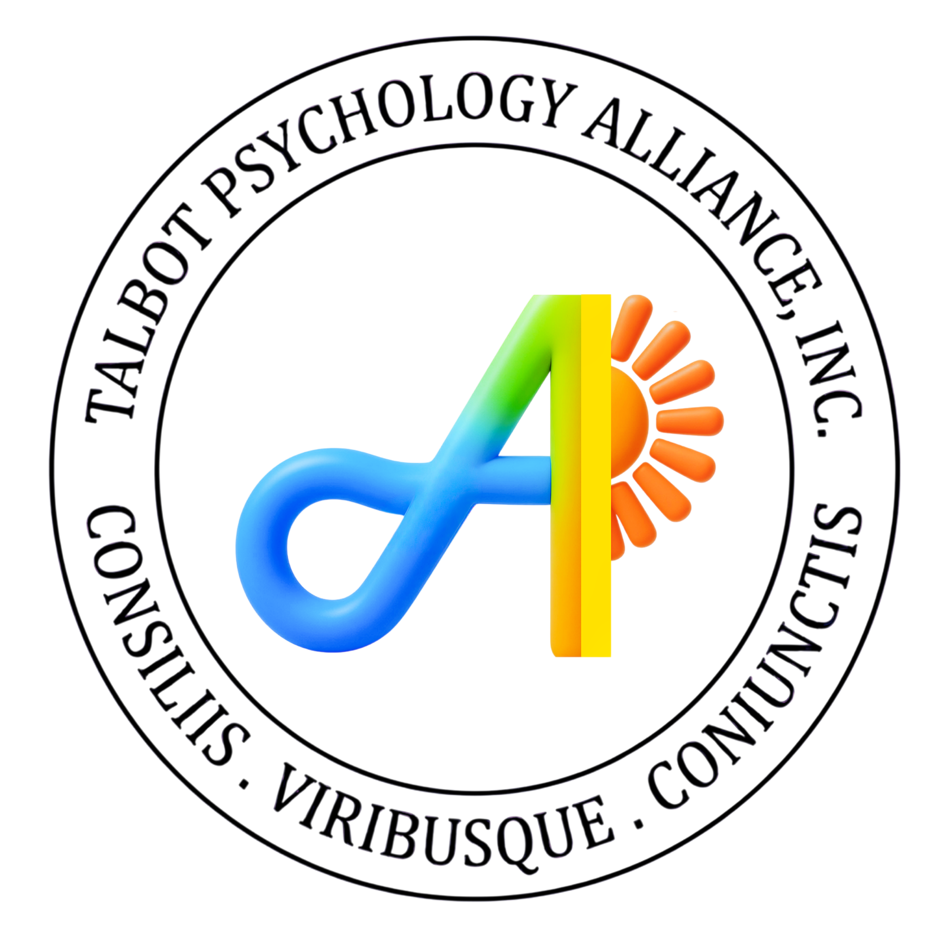 The talbot psychology alliance logo is a colorful logo with three circles.