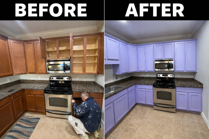 cabinet-painting Before and after