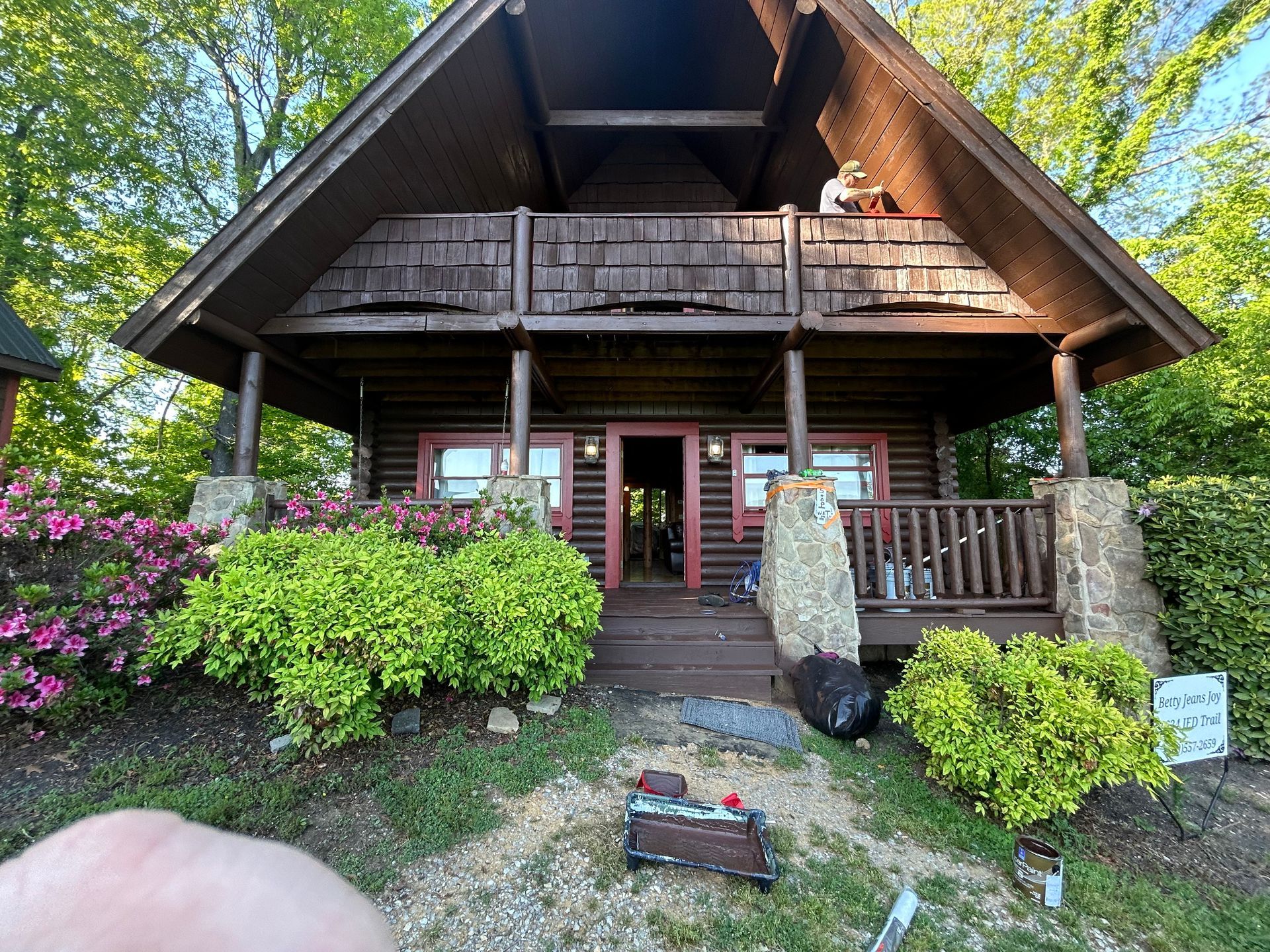 Cabin staining by Whaleys Painting and More in Sevierville,TN