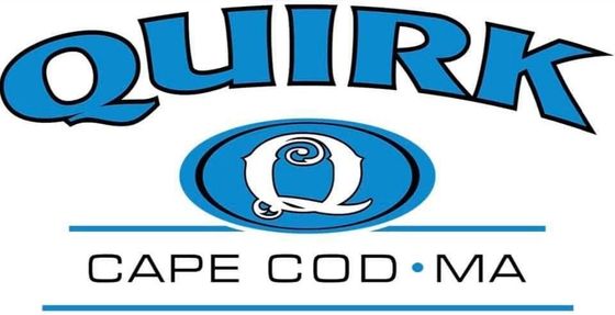 Logo for Quirk Cape Cod, MA. Blue text on a white background with a stylized blue "Q" in an oval.