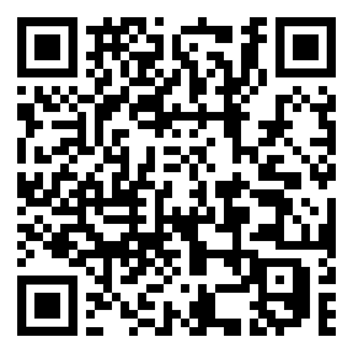 QR code: pattern of black and white squares.