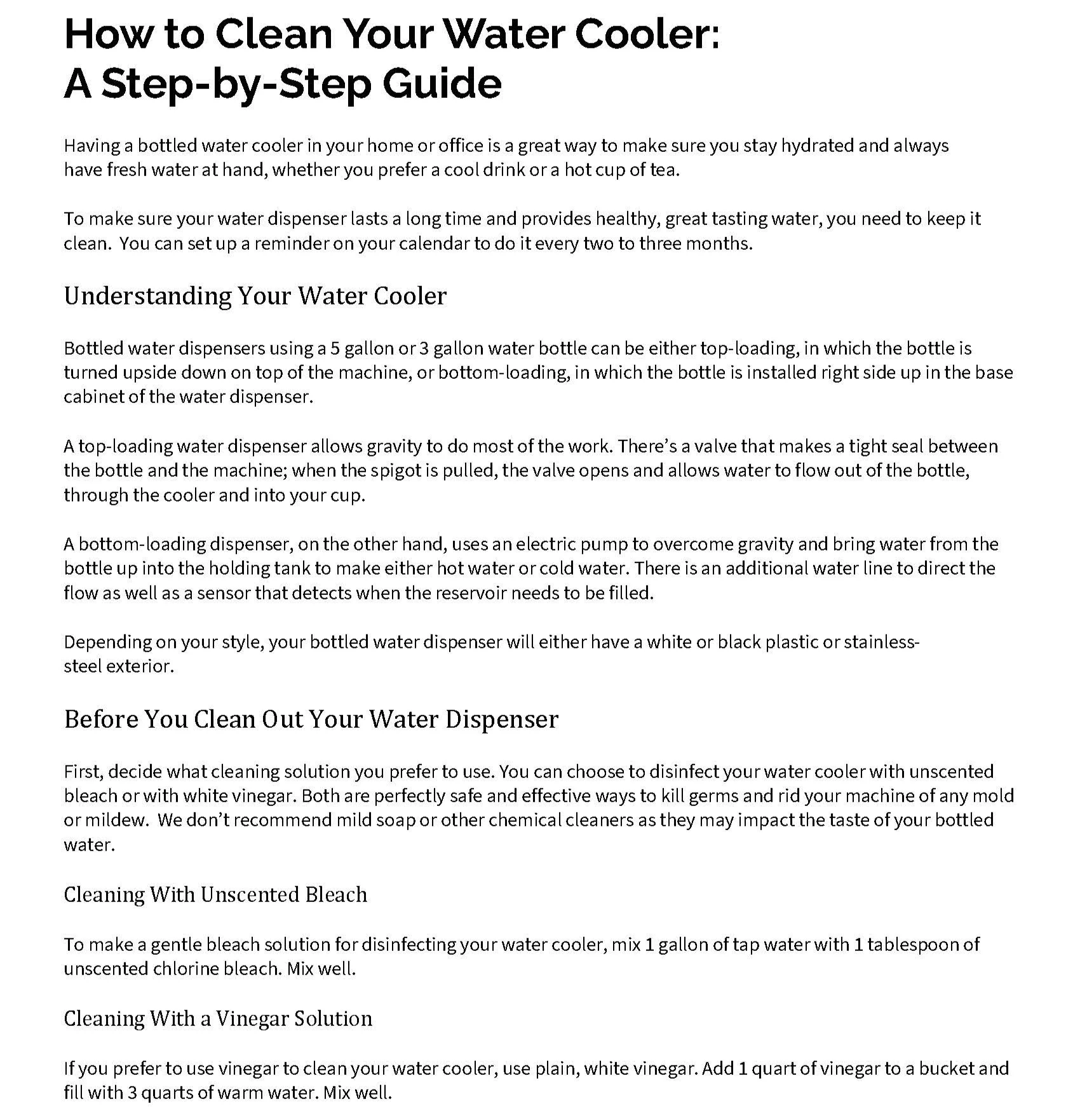 A step by step guide on how to clean your water cooler