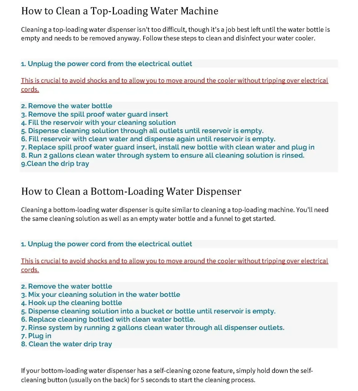 How to clean a water dispenser