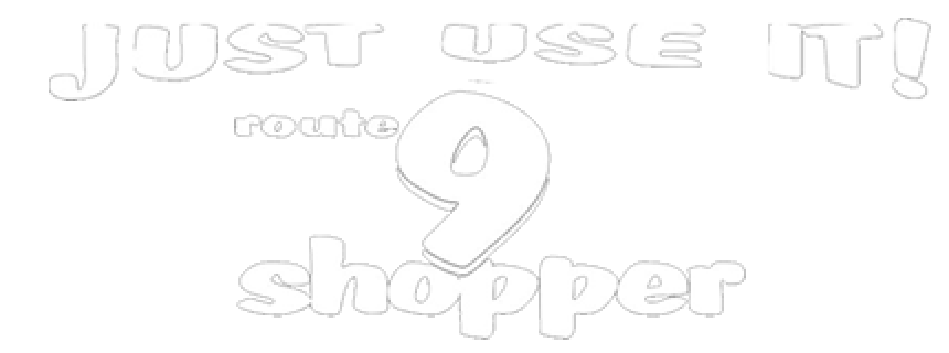 Text: "JUST USE IT! route 9 shopper".
