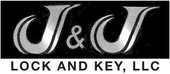 J&J Lock and Key, Inc. logo in black and white with stylized “J&J” lettering