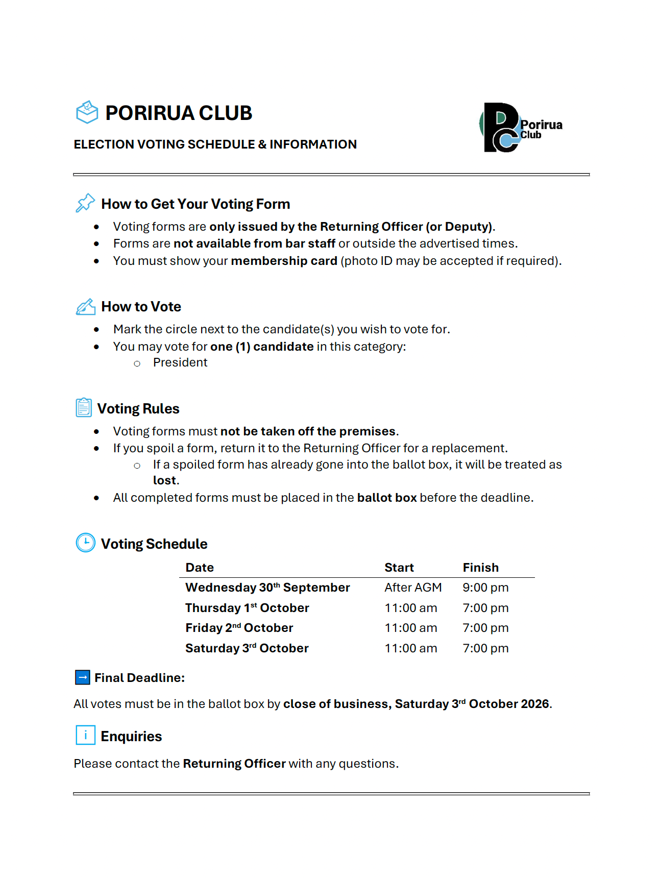 Click to download the Election Information Election Information