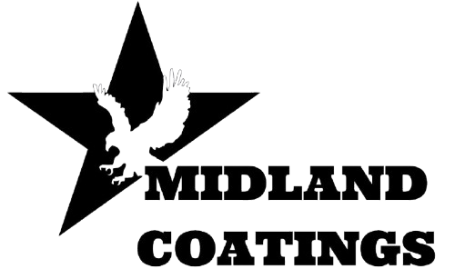 Logo for Midland Coatings: a black star silhouette featuring a white eagle cutout, with the text "MIDLAND COATINGS" below.